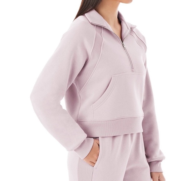 Member's Mark Tops - Members Mark Scuba Baby pink Quarter-Zip Pullover medium